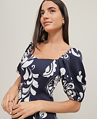 Floral Puff Sleeve Midi Dress carousel Product Image 3
