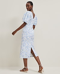 Floral Linen Blend Puff Sleeve Sheath Dress carousel Product Image 2