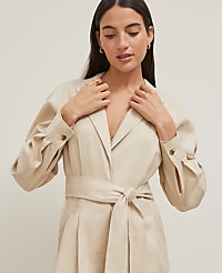 Petite Linen Blend Wide-Leg Jumpsuit carousel Product Image 4