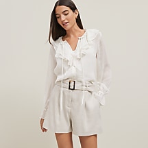 Petite Tie Neck Ruffle Popover carousel Product Image 4