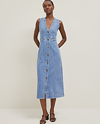Petite Denim V-Neck Shirtdress carousel Product Image 3