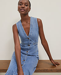 Petite Denim V-Neck Shirtdress carousel Product Image 1