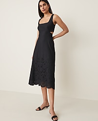 Petite Embroidered Strappy Midi Dress carousel Product Image 1