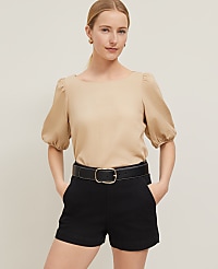 Petite Linen Blend Boatneck Popover carousel Product Image 1