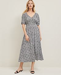 Petite Floral Smocked Puff Sleeve Dress carousel Product Image 1