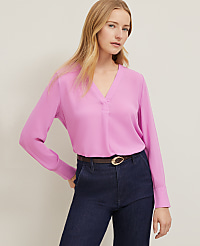 Mixed Media Pleat Front Top carousel Product Image 1