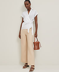 The Petite Flare Ankle Pant in Linen Blend carousel Product Image 1