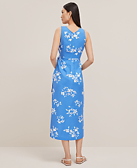 Floral Linen Blend V-Neck Wrap Dress carousel Product Image 2