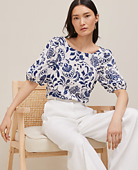 Petite Paisley Floral Boatneck Popover carousel Product Image 1