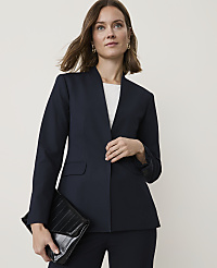 The Petite Collarless Blazer in Seasonless Stretch carousel Product Image 1