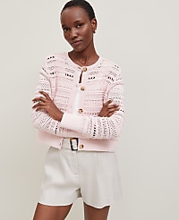 Pointelle Textured Cardigan carousel Product Image 1