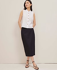 The Petite Linen Blend Clean Midi Skirt carousel Product Image 4
