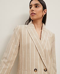 The Petite Double Breasted Blazer in Pinstripe carousel Product Image 1