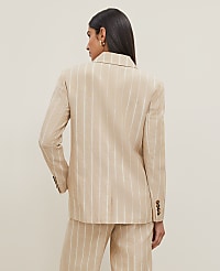 The Petite Double Breasted Blazer in Pinstripe carousel Product Image 2