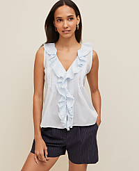 Pintucked Ruffle Sleeveless Top carousel Product Image 3