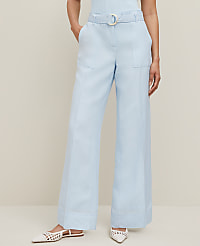 The Petite Belted Wide-Leg Pant in Linen Blend carousel Product Image 2