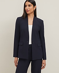 The Petite Collarless Blazer in Seasonless Stretch carousel Product Image 3