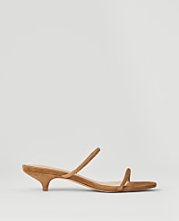Double Strap Suede Kitten Heel Mule Sandals carousel Product Image 1