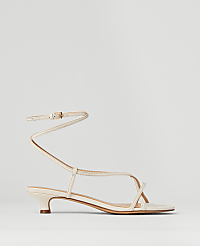 Leather Strappy Ankle Wrap Kitten Heel Sandals carousel Product Image 1