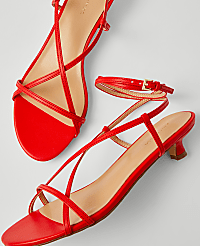 Leather Strappy Ankle Wrap Kitten Heel Sandals carousel Product Image 2