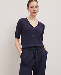 Weekend Collection Boucl&eacute; Henley Sweater carousel Product Image 1
