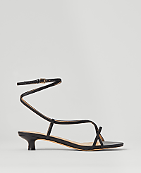 Leather Strappy Ankle Wrap Kitten Heel Sandals carousel Product Image 1