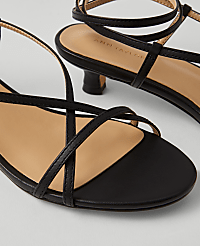 Leather Strappy Ankle Wrap Kitten Heel Sandals carousel Product Image 2