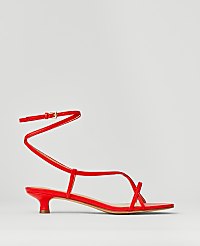 Leather Strappy Ankle Wrap Kitten Heel Sandals carousel Product Image 1