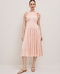 Petite Petaled Ruffle Midi Dress carousel Product Image 1