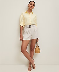 Petite Cropped Linen Shirt carousel Product Image 3