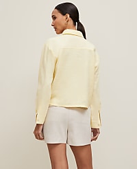 Petite Cropped Linen Shirt carousel Product Image 2