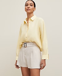 Petite Cropped Linen Shirt carousel Product Image 1