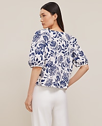 Petite Paisley Floral Boatneck Popover carousel Product Image 2