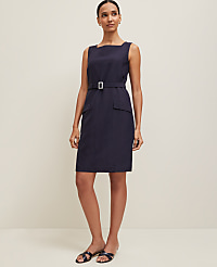 Linen Blend Square Neck Sheath Dress carousel Product Image 1