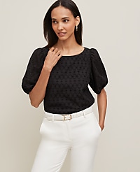 Petite Eyelet Boatneck Popover carousel Product Image 1