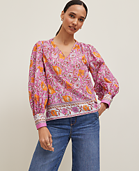 Petite Floral V-Neck Popover carousel Product Image 1