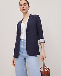 Weekend Collection Roll Sleeve Linen Blend Blazer carousel Product Image 1