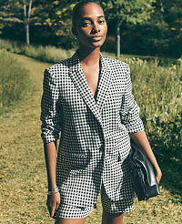 The Longline Blazer in Gingham carousel Product Image 1