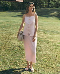 Sateen Column Midi Skirt carousel Product Image 1