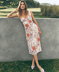 Petite Floral Linen Blend Dress carousel Product Image 1