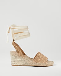 Tweed Lace-Up Espadrille Wedge Sandals carousel Product Image 1