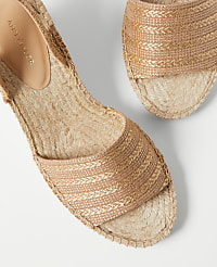 Tweed Lace-Up Espadrille Wedge Sandals carousel Product Image 2