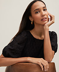 Petite Eyelet Boatneck Popover carousel Product Image 3