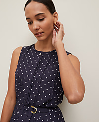 Petite Dotted Belted Flare Dress carousel Product Image 3