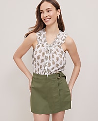 Petite Weekend Collection Fern Eyelet Tie Neck Top carousel Product Image 1