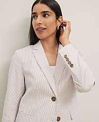 The Long Notched Two Button Blazer in Seersucker carousel Product Image 4