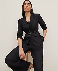 The Petite Notched Two Button Fitted Blazer in Linen Blend carousel Product Image 1