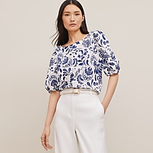 Petite Paisley Floral Boatneck Popover carousel Product Image 3