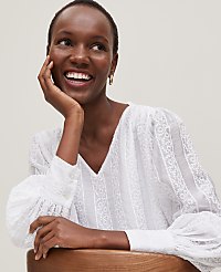 Embroidered V-Neck Popover carousel Product Image 1