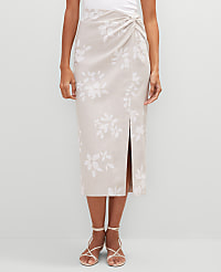 Knotted Linen Blend Pencil Skirt carousel Product Image 2